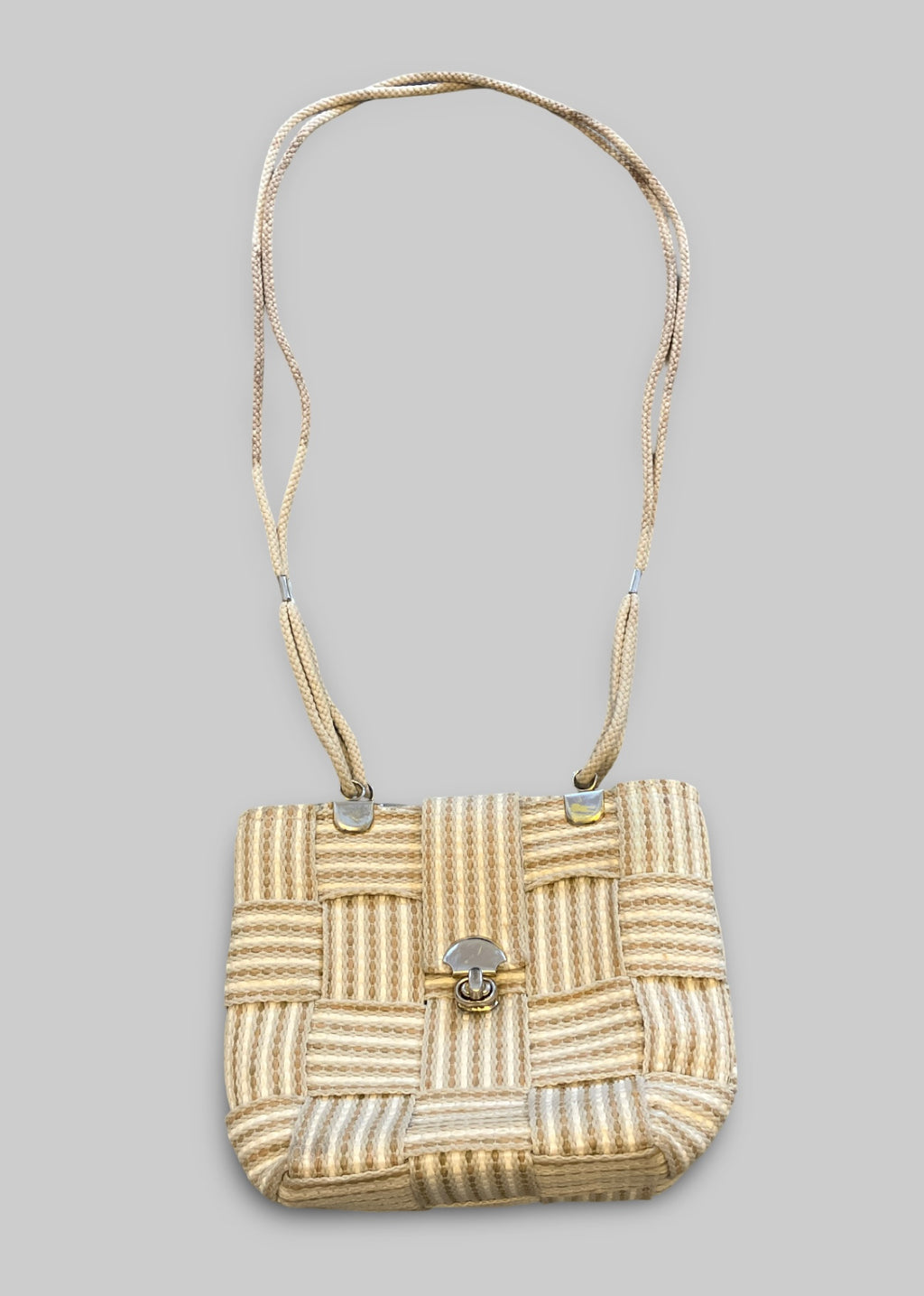 Sac tissé crème - détails dorés