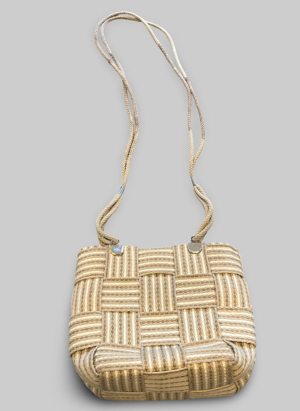 Sac tissé crème - détails dorés