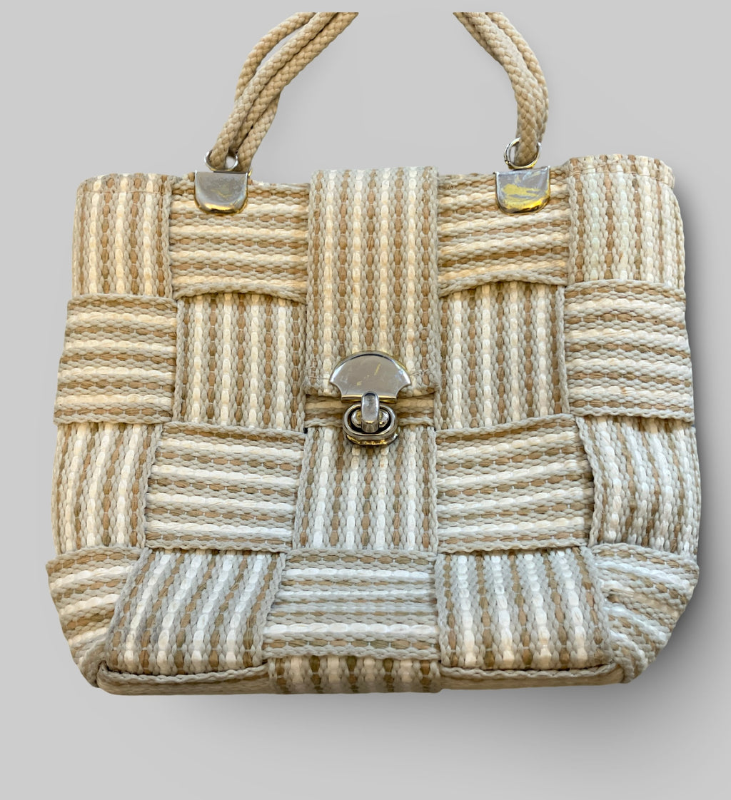 Sac tissé crème - détails dorés