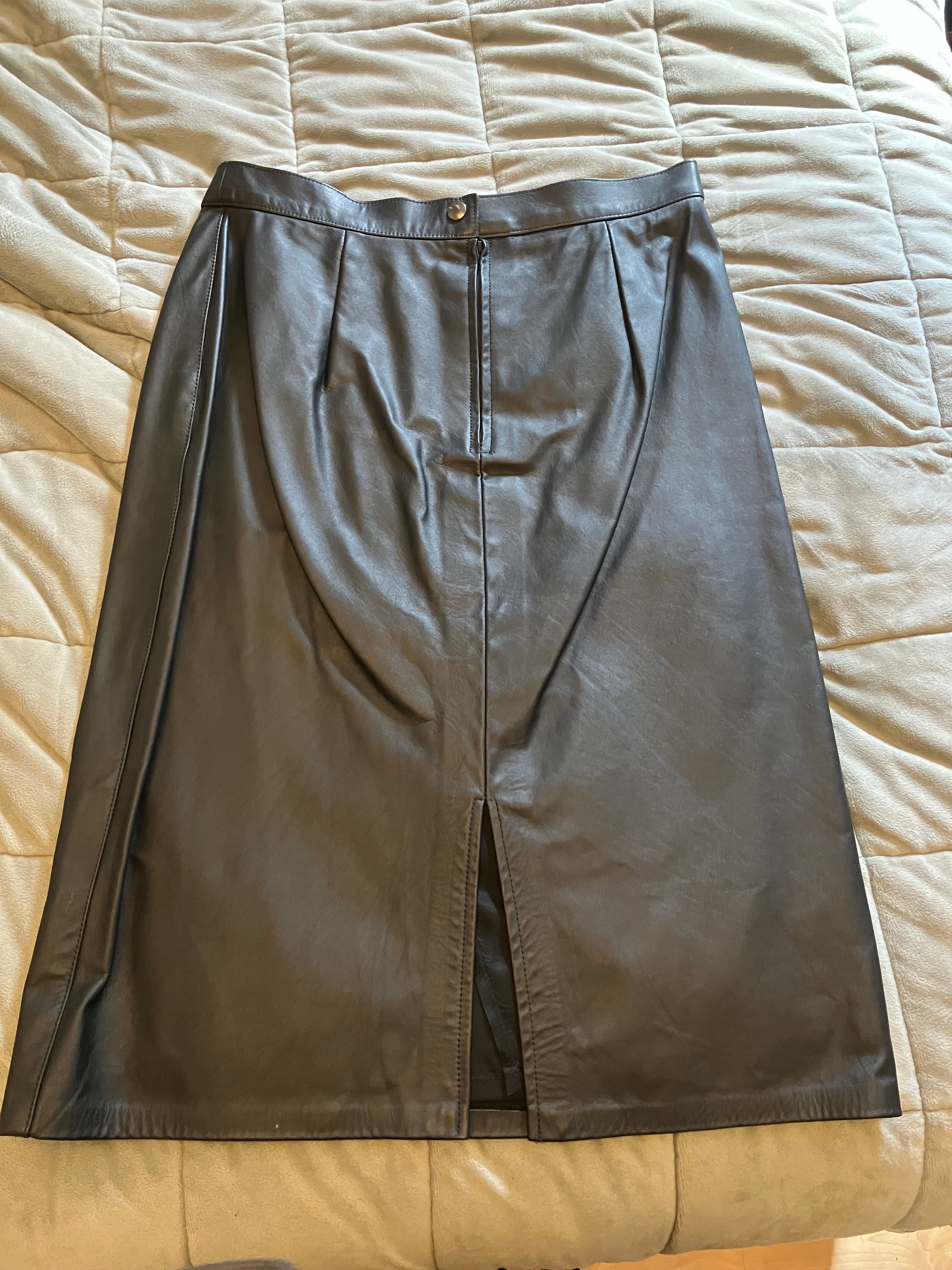 Jupe noir cuir Vintage - M